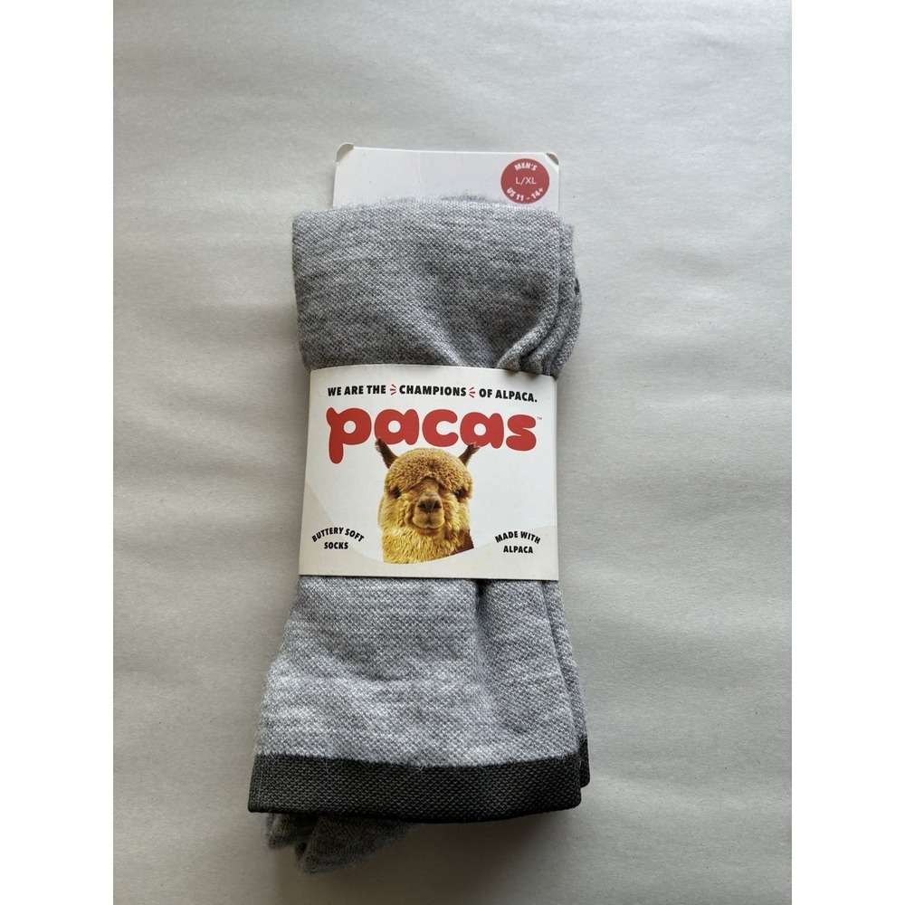 NEW! PACAS Alpaca Socks 1pair Men's L/XL 11-14 Gray Crew Sock